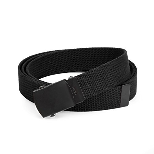 Hold’Em Military Canvas Webbing Belts for MEN’S Black Slider Buckle Heavy Duty Adjustable