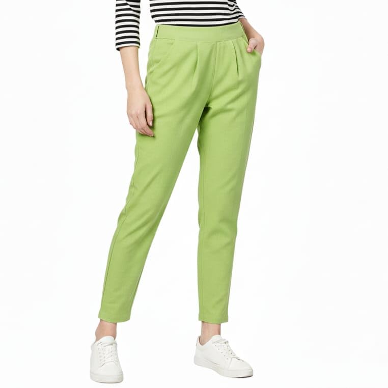 digital shopee Women Regular Fit Elastic Waist Full Length Cotton Formal Trouser for Casual Wear, Office Wear-picture-46