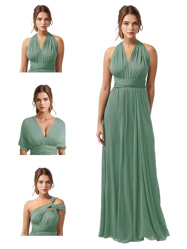Image of JAEDEN Bridesmaid Dresses Multiway Convertible - Long Bridesmaid Dresses Chiffon Pleat 2026