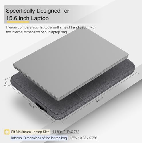 Image of 15.6 16 inch Laptop Case Sleeve for Dell 15 Laptop /16 Plus /Inspiron, Aspire Go 15 / Chromebook, Lenovo ideaPad /Yoga, Samsung Galaxy 16 Protective Carrying Computer Bag, Space Grey