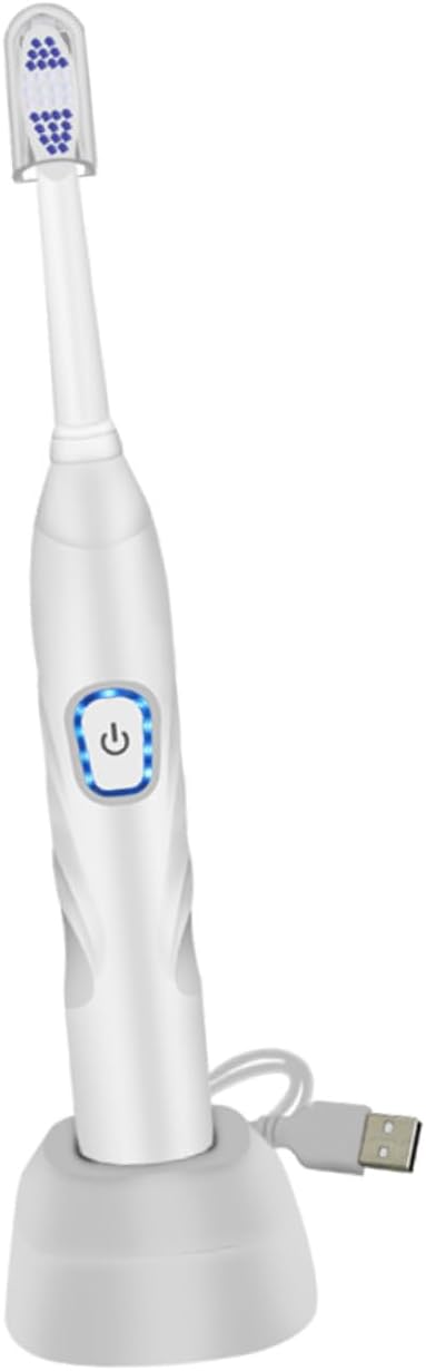 1set Boy Girl USB Charging Toothbrush Electric Brush Tooth- Bristles for Cleaning of Gums and Hard Reach Areas White