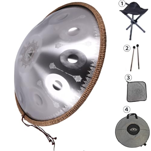 Tambor handpan acero 10 notas 22 pulg D menor plateado miniatura 7