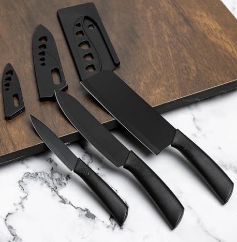 Image of Emojoy Stainless Steel 3 Pieces Chef Knife Set.Meat Knife with Sharp Blade with Ergonomic Handle for Home Kitchen and Restaurant
