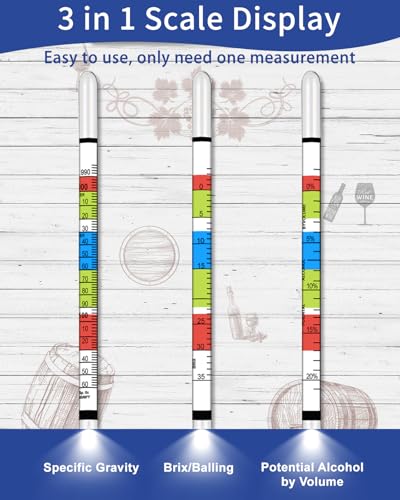cimalab triple scale hydrometer specific gravity hydrometer for wine making mead kombucha amp beer mead making kit abv tester brix tester hydrometer alcohol tester for wine making supplies