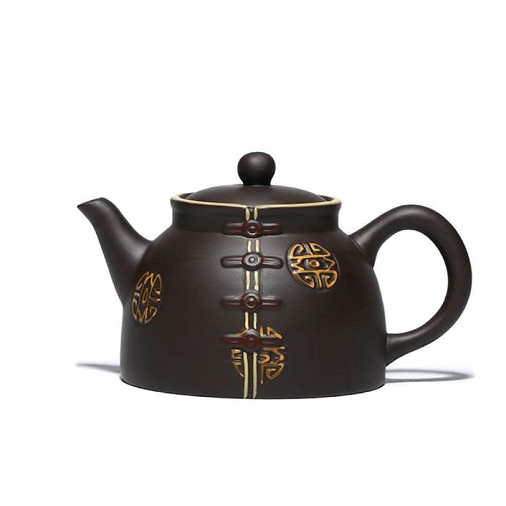 Czajniczek Zaparzacz Do Herbaty Czajniczek Ekspres Do Herbaty Tang Suit Retro Creative Handmade Fioletowy Clay Teapot Autentyczne Ceramiczne Herbata Garnek Kung Fu Czajnik Na Pulpit-Czarny