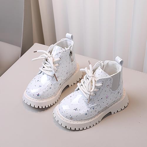 IWIHMIV Girls Glitter Ankle Boots Lace Up Winter Boots with Side Zipper Short Boots Cute Non Slip Ankle Boots Dress Boots3