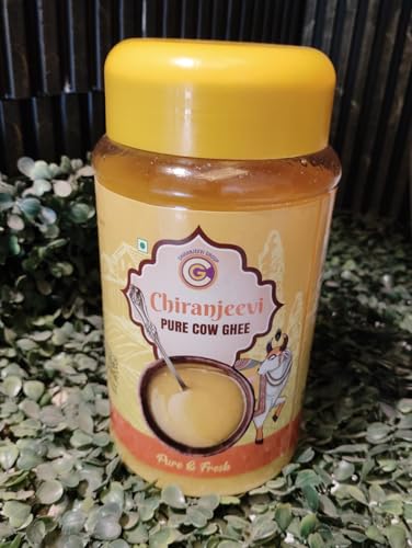 Image of Chiranjeevi Pure Cow Ghee 500 ml |rich aroma, authentic taste, smooth texture, and natural nutrition. Ideal for cooking, frying, sweets, roasting, and enhancing daily meals with purity | Yellow Pack of 4