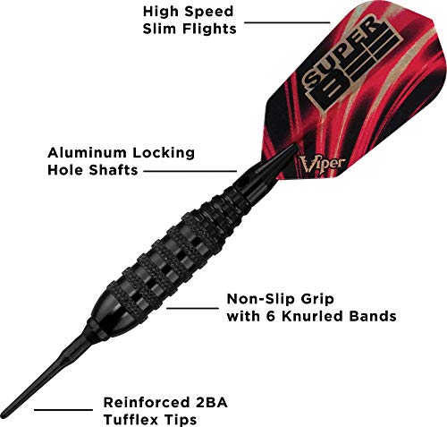Viper 20-1203-16 Super Bee Soft Tip Darts: Black Coated Brass thumb #2