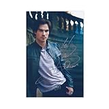 IAGHRT Poster sur toile avec autographe Ian Somerhalder pour d�coration de chambre � coucher, bureau, chambre, cadeau 30 x 45 cm