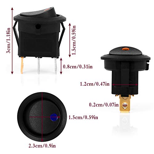 20PCS Auto Switch Jubaopen 12V Led Car Switch with LED Light 20ADC On-Off DC Rocker Switch Round Automotive Led Light… - Image 6