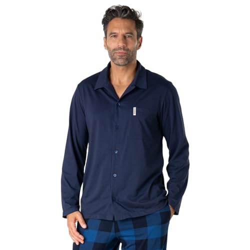 Pyjama long ouvert homme Eminence vêtement de nuit boutonné coton col T