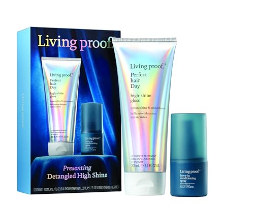 Living Proof High Shine & Detangle Limited Hair Gift Set | High-Shine Gloss + Travel Leave In Conditioning Spray | Silicone Free