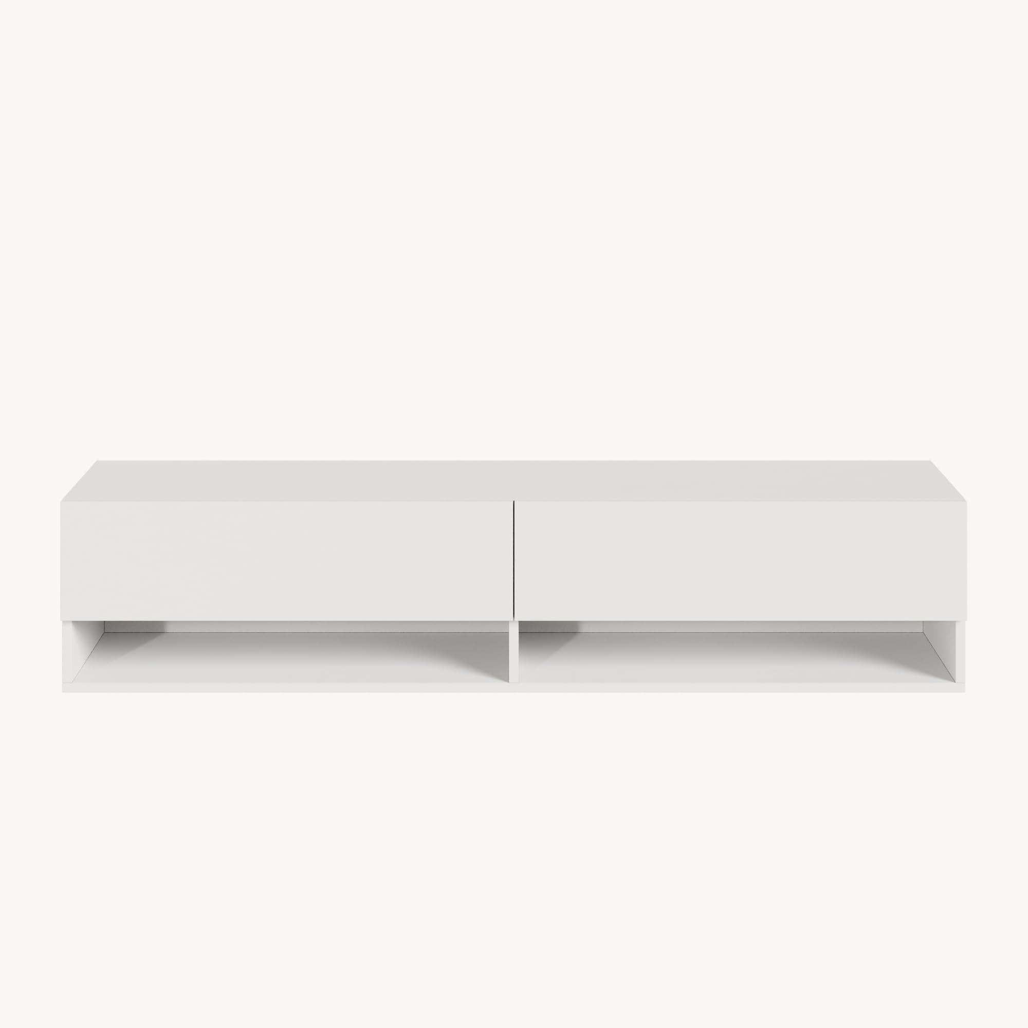 [en.casa] Mobile Porta TV da Parete a 2 Ante Bianco 140x31x30 cm | 2 Ante a Ribalta, Scomparti Chiusi Aperti, Mobile Contenitore Sospeso, Stand Multimediale Soggiorno Living