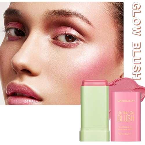 NewBang Glow Blush Stick, 3 in 1 Multi-Use Cream Blush for Cheeks Lip Eyeshadow, Travel-Friendly Tinted Solid Moisturizer Blush, Waterproof Natural Nude Matte Powder Blusher Makeup, Shy Pink - Image 3