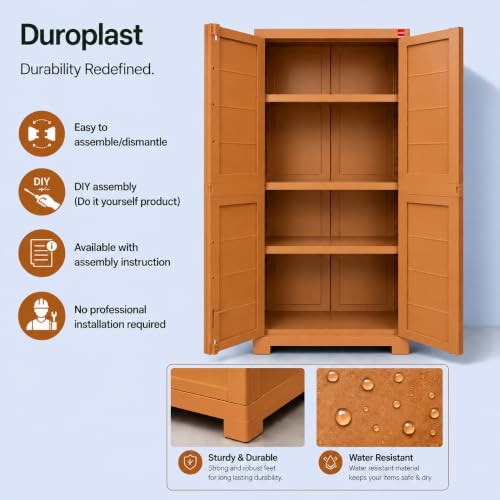 Image of Cello Novelty Big Bookshelf, Sandalwood Brown | 2 Dustproof Doors | Space Saving Cupboard | Plastic Book Shelf | Multipurpose Book Shelf for Home, Office | Book Organizer for Library
