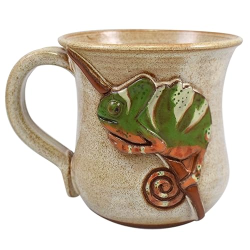 Taza de café Chameleon de cerámica artesanal 16 oz miniatura 1
