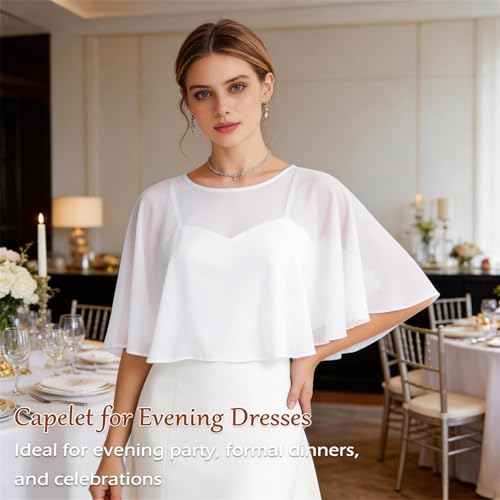 Image of Ciormis Chiffon Capelet Women's Soft Shawls and Wraps for Evening Dresses, Wedding Formal Dress Shawl Cape Cover up