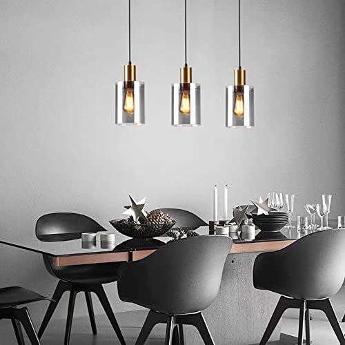 Luz colgante retro minimalista E27 de vidrio gris para iluminación de dormitorio 6