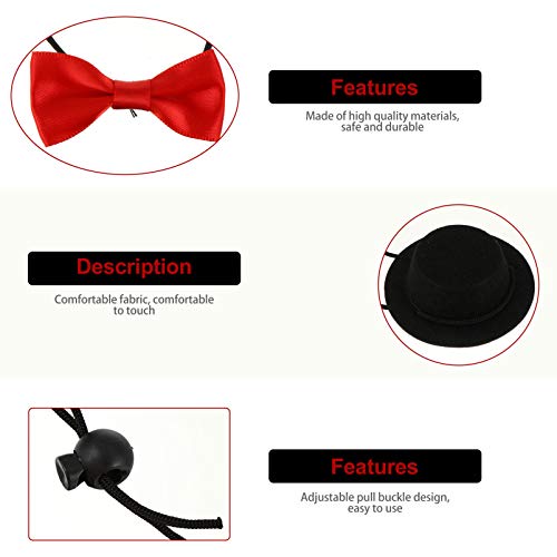 Balacoo 2PCS Bearded Dragon Hat and Bowtie Cute Easter Small Pet Clothes Set Adjustable Small Animals Bowtie Hat for Reptile Lizards (Black Hat+ Red Bowtie) - Image 6