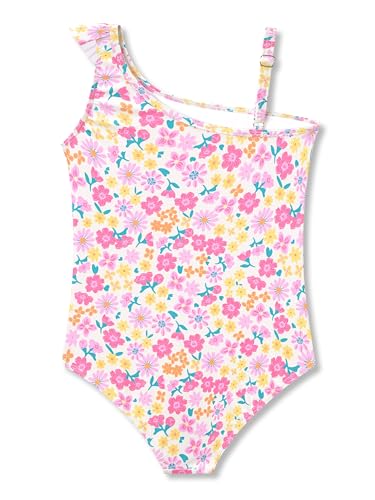 Image of Girls One Piece Swimsuits Adjustable Double Strap for Kids Palm Tree Print Toddler Bathing Suit Size 2T-10