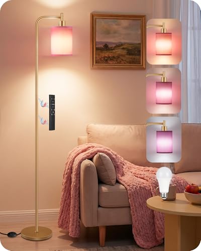 GOEBLESON Dimmable Floor Lamp for Living Room with Remote & 10W Bulb