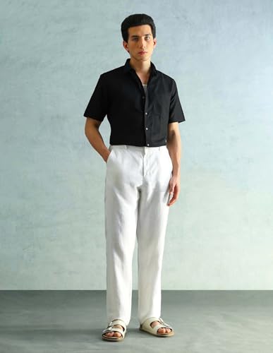 Image of Arrow Solid Regular Fit Mens Formal Shirt - Cotton, Breathable & Comfortable, Half Sleeves Shirts for Men