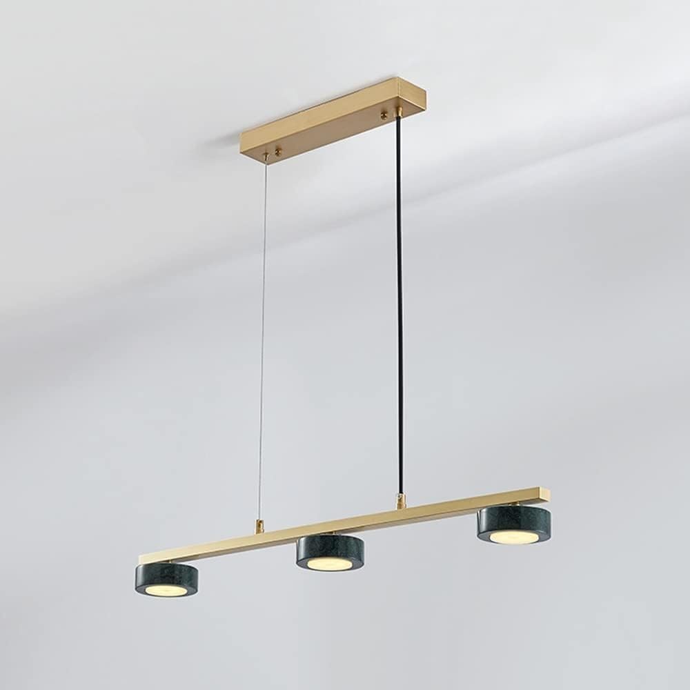 SXECAEPS Modern creative chandelier Brass Strip Modern Marble Pendent Lamp Indoor Dining Table Adjustable Suspended Light Fixture Living Room Kitchen Ceiling Hanging Light,