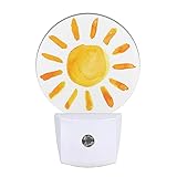 EKOBLA Night Lights Plug into Wall Watercolor Golden Sun Night Light Home Wall Decor Round Lamp for Boys Girls Led Night Light Dusk to Dawn Sensor Nightlight for Stairway/Hallway/Kitchen