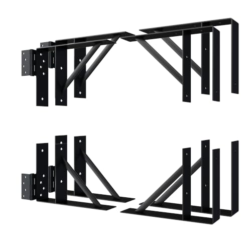 Image of JUBEST 2 Pcs Heavy Duty Gate Bracket Kit for Wood Fence Gates, Black