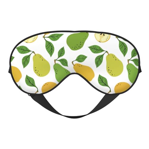 Antifaz para dormir para mujeres y hombres, bonita pera amarilla y verde, con hebilla ajustable, máscara de viaje para dormir, máscara de dormir suave, para mujeres y hombres, divertidas vendas para