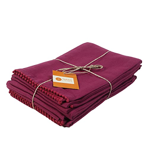 Image of TARAN LIVING Kitchen Towels with Hanging Loop 100% Cotton Solid Kitchen Dish Cloths, Valentine Decor Kitchen Hand Towel Reusuable Dish Towel for Cleaning & Drying 18 inchx 28 inch, Pack of 6 Deep Purple