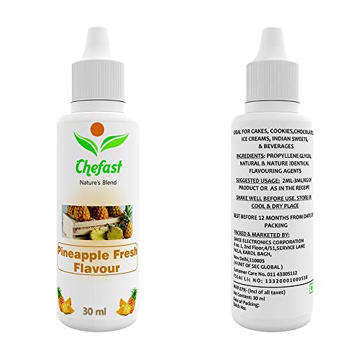 Image of Chefast Pineapple Fresh Flavour Baking Essence for Cake, Ice-Cream, Chocolates, Milkshakes- 30ML ( Use 2-3 Drops Essence for 250 Grm Cake)