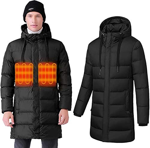 Chaqueta Calefactora Eléctrica USB for Hombre, Resistente al Viento, Lavable con Capucha for Camping y Senderismo(M-Medium)