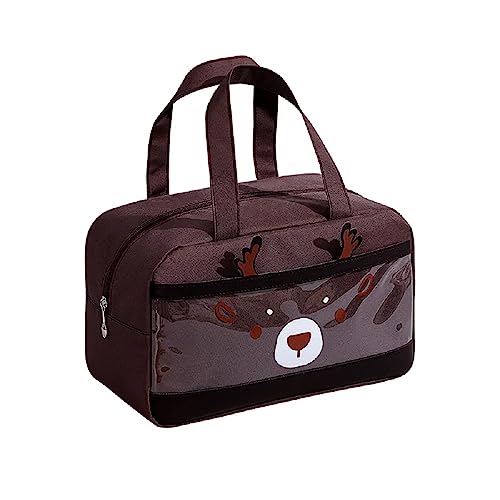 Image of CoolKraft Polyester Lunch Bag for School Kids, Girls, Cute Animal Design Bag, Lunch Bag for Office Women Travel Picnic Bag, Insulated Portable Tiffin Bag 29 x 18.5 x 14 cm (Reindeer Brown), 8 Litre