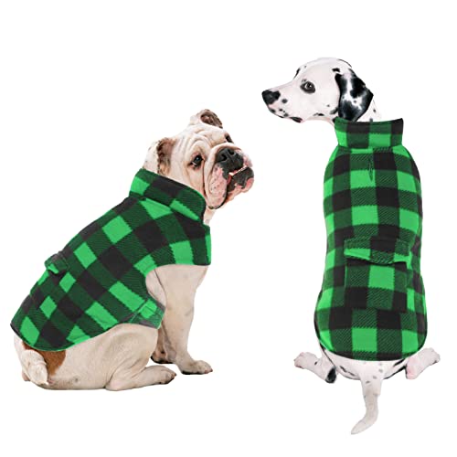 Letsqk Dog Winter Clothes Plaid Reversible Jackets For Small Medium Large Dogs Windproof Warm Vest Pets Cold Weather Coats With Pockets (Large, Green) #TOP3