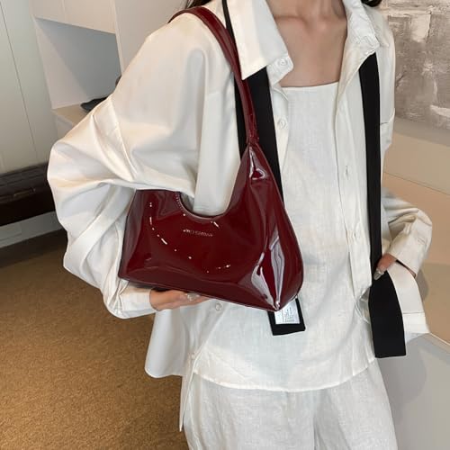 Women PU Shoulder Bag Fashion Underarm Bag Large Capacity Stylish Armpit Bag Zipper Closure Trendy Tote Handbag Simple Should4