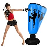 Punching Bag for Kids - 63 Inch Inflatable Kids Punching Bag with Stand | Free Standing Boxing Punching Bag Bounce Back for Kids/Youth/Adults Practice Kickboxing MMA Karate (Blue)
