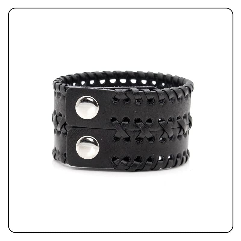 Image of Punk Rock Wide Cuff Wristband Braided Leather Bracelet
