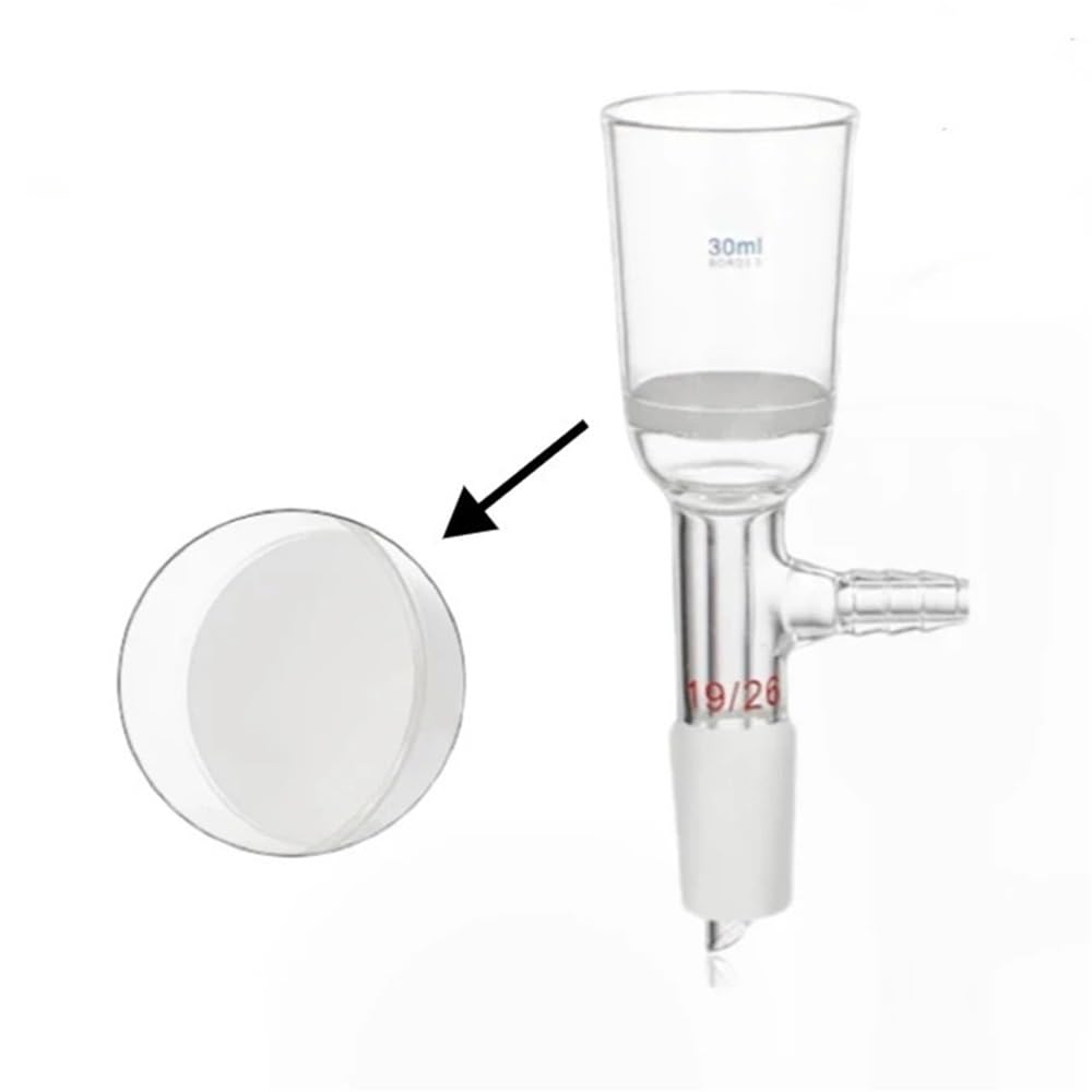 Cristalería de Laboratorio Embudo de vidrio de laboratorio de 30 ml/60 ml/100 ml/250 ml/500 ml/1000 ml, n.° 24, con filtro de núcleo de arena G3 grueso(500ml(19))