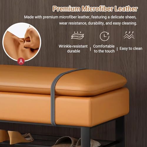 Banc de rangement en cuir microfibre de luxe blanc 100cm