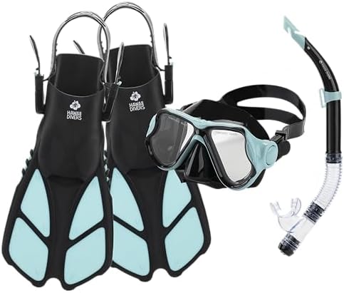 Hawaii Divers Manta Ray Junior Snorkeling Set, Turquoise/Black, L/XL