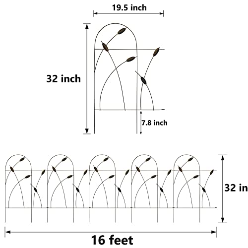 Thealyn Dekorative Gartenzaun-Bordüre, Metall, 81,3 cm x 4,8 m, rostfreies Schmiedeeisen, Landschaftszaun für Blumenbeete, Bäume, Tierbarriere – Bild 3