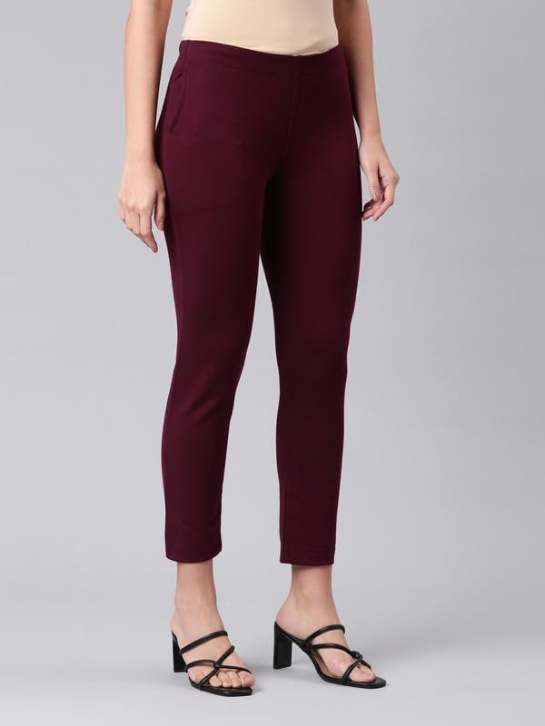 Image of GO COLORS Ponte Smart Kurti Pants Full Length for Women | Breathable, Mid Rise