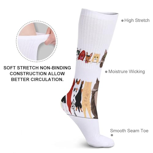 5 Pairs Long Athletic Soft Socks Compression Crew Stockings 15.7x3.9 in3