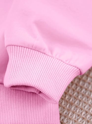Image of Girls 2 Piece Outfits Long Sleeve Crew Neck Bow Sweatshirt Top and Flare Pants Set
