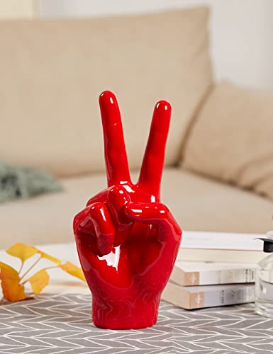Nenbolec Hand Gesture Desk Statue Finger Sculpture Decor Home Gifts Arts Polyresin Figurine Red 11Inch #TOP7