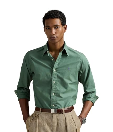 Image of POLO RALPH LAUREN Mens Classic Fit Garment-Dyed Oxford Shirt Fatigue Medium