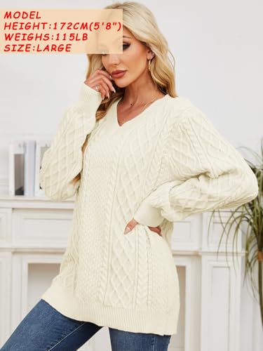 Men's Irish Knit Sweaters Cable Jacquard Pullover Sweater Unisex Woven V-Neck Knitted Top4