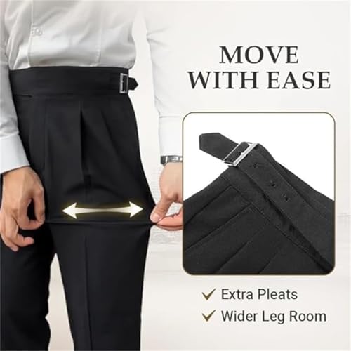 Mixgent Pants for Men, TimelessForm - Men's High Waisted Old Money Pleated Pants, Quick Dry Dress Pants Classic Fit3