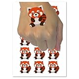 Adorable Red Panda Sitting Temporary Tattoo Water Resistant Fake Body Art Set Collection - 54 1' Tattoos (1 Sheet)